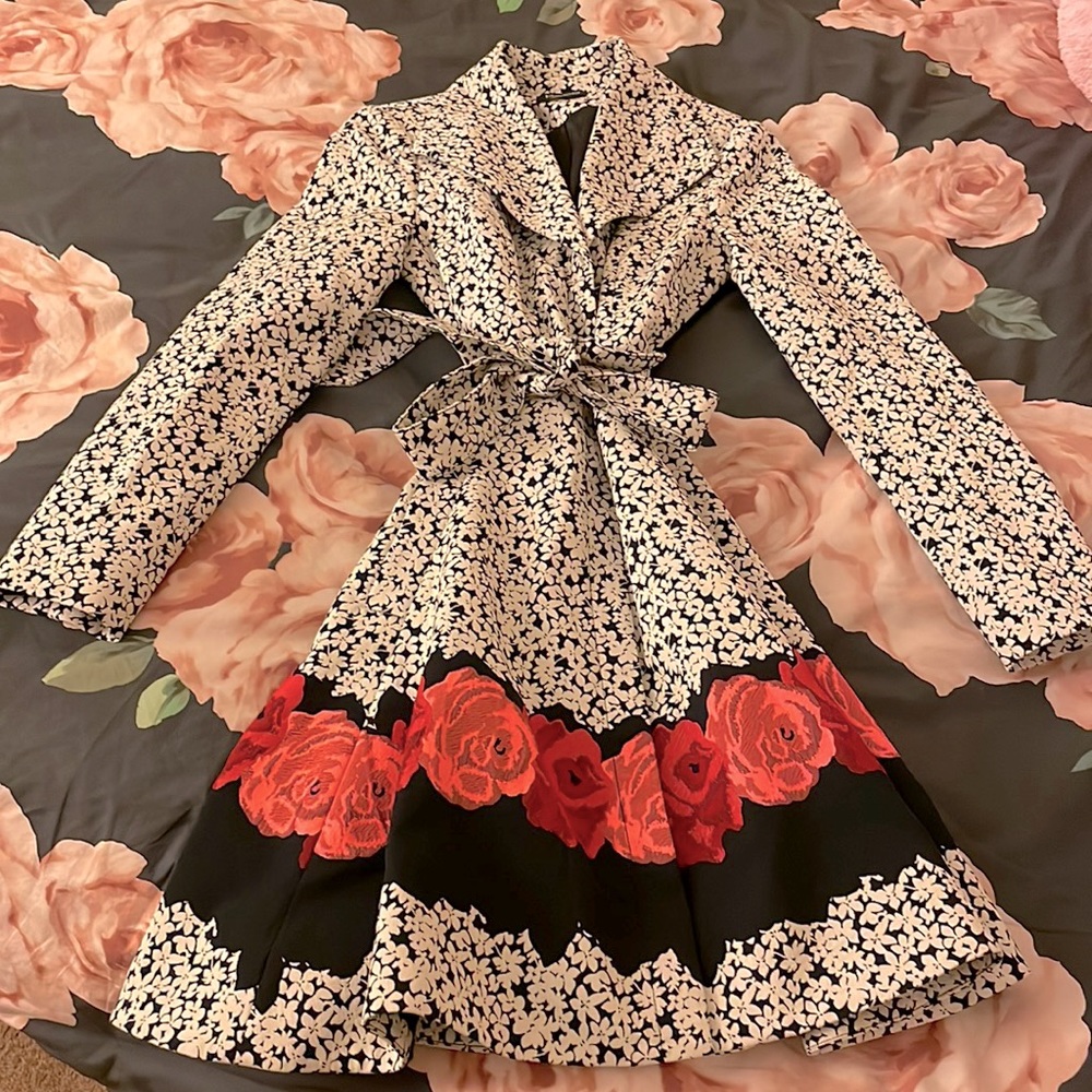 Bebe Floral Coat with Rose accents